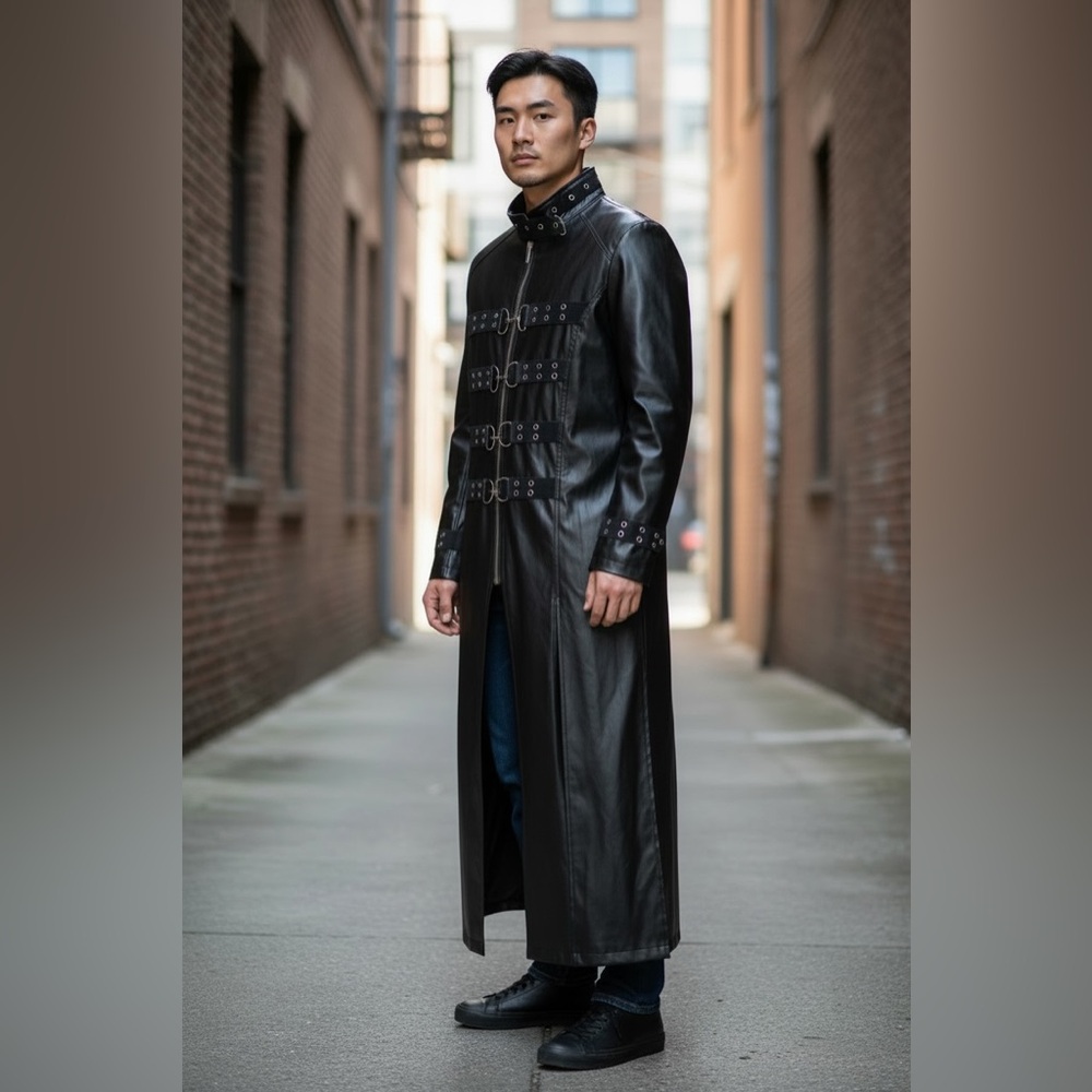 Vintage Rare TRIPP NYC Trench Coat Goth Cosplay Punk Bondage Vampire Rock Matrix